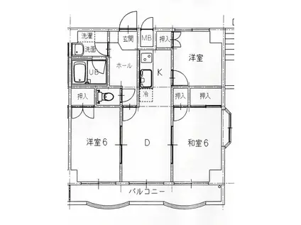 オーキッドマンション2号館(3DK/5階)の間取り写真