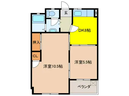 ハイツ松野(2DK/2階)の間取り写真