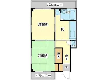 京口セントラルハイツ(2DK/3階)の間取り写真