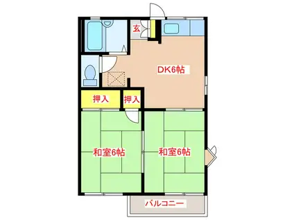 セフィーラ陵A棟(2DK/2階)の間取り写真