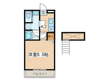 STUDIO FLAT K(1K/2階)の間取り写真