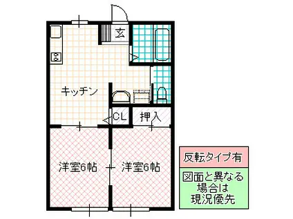 パナハイツ川崎 A(2DK/1階)の間取り写真