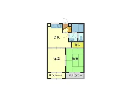 サントピア赤田A棟(2DK/3階)の間取り写真