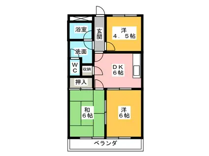 サニーサイド五十鈴(3DK/1階)の間取り写真