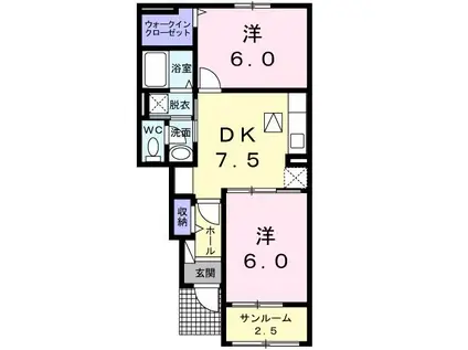 クレメント清田(2DK/1階)の間取り写真