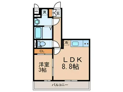アイリスコート七右衛門(1LDK/3階)の間取り写真