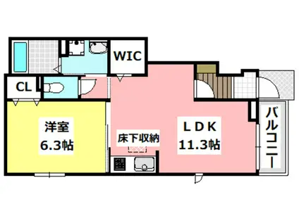 新中条町ハイツII(1LDK/1階)の間取り写真
