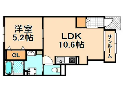 イーストソレイユ荻野II(1LDK/1階)の間取り写真
