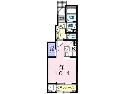 カーサマローネI(1K/1階)の間取り写真