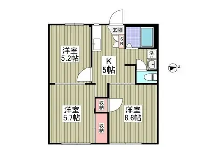 ブループラム長渕(3SDK/1階)の間取り写真