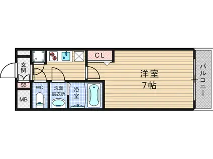 レジュールアッシュ難波MINAMI II(1K/9階)の間取り写真