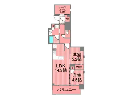 リビオメゾン横濱大通公園(2SLDK/9階)の間取り写真