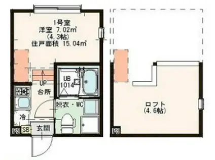ハーモニーテラス亀有II(ワンルーム/1階)の間取り写真