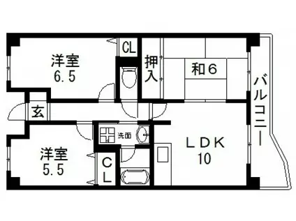 地下鉄千日前線 北巽駅 徒歩3分 10階建 築27年(3LDK/6階)の間取り写真