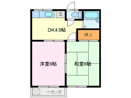 コーポYOU パートI(2DK/1階)の間取り写真