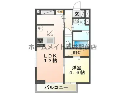 ＪＲ内房線 五井駅 徒歩25分 3階建 築4年(1LDK/1階)の間取り写真