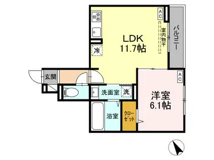 リベラマーロIV(1LDK/2階)の間取り写真