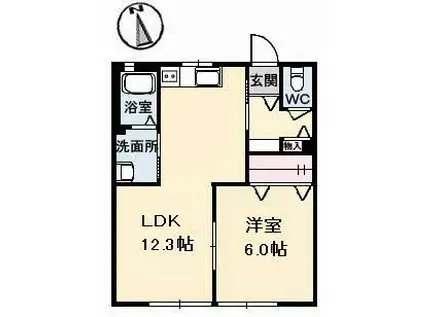 シャーメゾン ペリート(1LDK/2階)の間取り写真