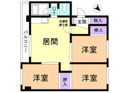 KTハイツ(3LDK/1階)の間取り写真