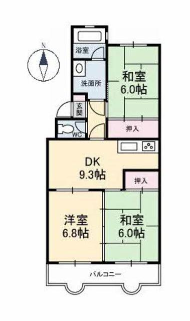 第2キクスイビル(3DK/3階)の間取り写真