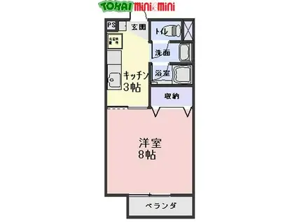 SURPLUS ONE キタガワ(1K/1階)の間取り写真