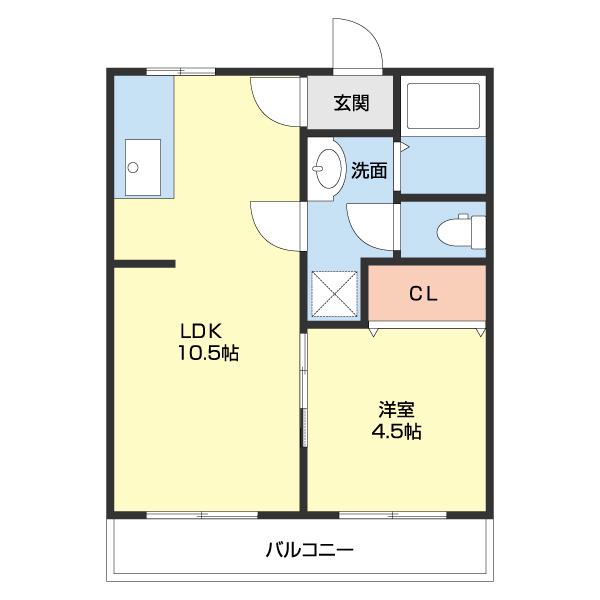 コーポ南方(1LDK/2階)の間取り写真