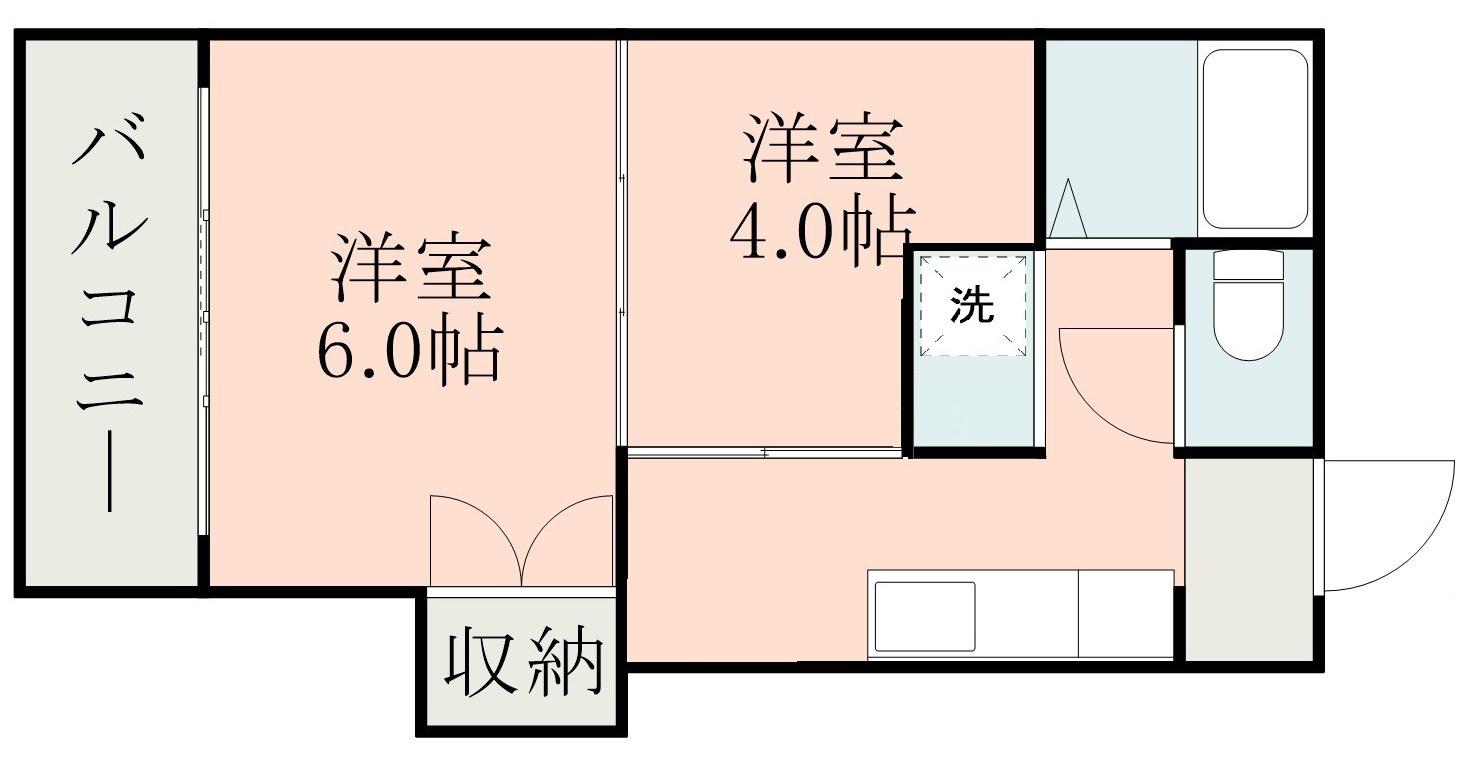 坂口ハイツ(2K/1階)の間取り写真