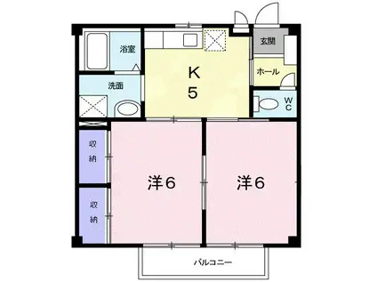 ラフォーレ大陽I(2K/1階)の間取り写真