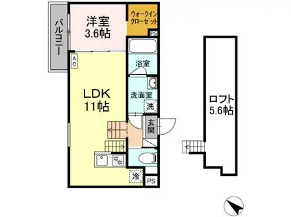 AABOX昭和町(1LDK/2階)の間取り写真