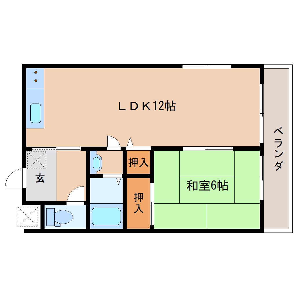 内田山ハイツ(1LDK/2階)の間取り写真