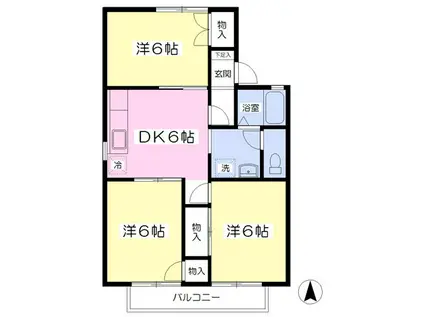 セジュール城南A棟(3DK/2階)の間取り写真