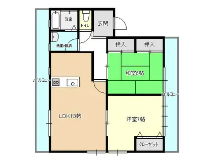 まるよし第3アパート(2LDK/1階)の間取り写真