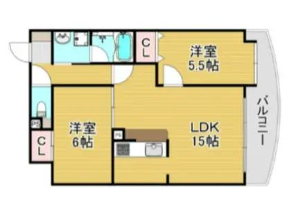 フェルザ住之江公園(2LDK/5階)の間取り写真