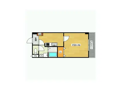 アクアイオン マンション(1K/2階)の間取り写真