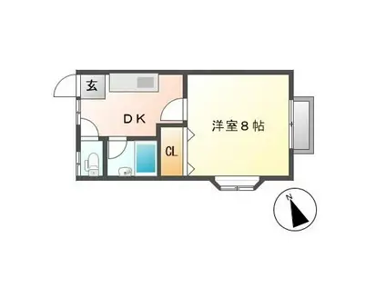 フォレスト希望が丘(1DK/2階)の間取り写真