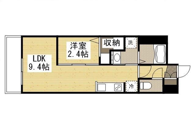 月光 岡山旭東町(1LDK/1階)の間取り写真