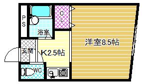 プリンセスI(1K/2階)の間取り写真