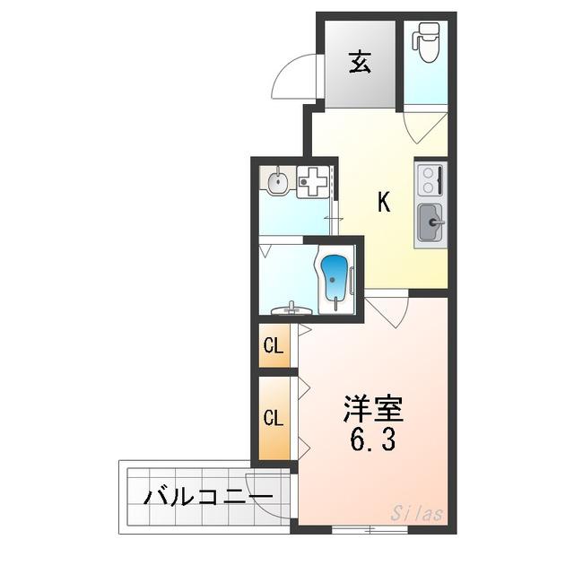 フジパレス沢ノ町駅南(1K/2階)の間取り写真