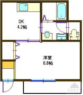 オリーブコート古野上(1DK/1階)の間取り写真