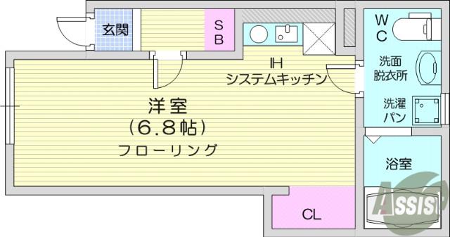 スカイコート小松島A(ワンルーム/1階)の間取り写真