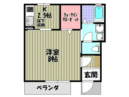 ヒルズコート(1K/1階)の間取り写真