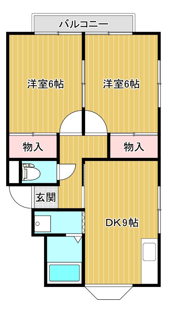 シティハウス広信A(2DK/1階)の間取り写真