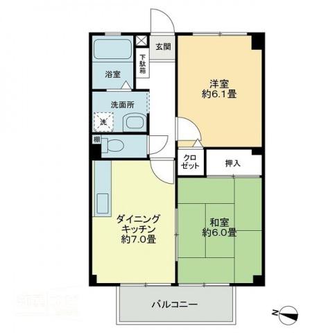 フォブール綾歌(2DK/2階)の間取り写真