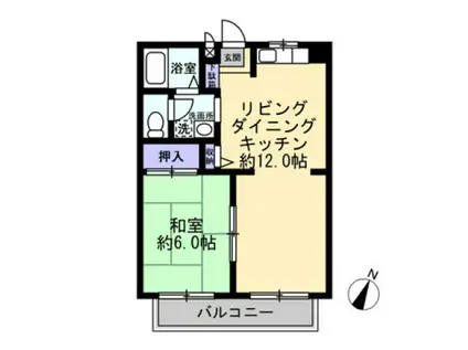 フォブール丸亀(1LDK/2階)の間取り写真