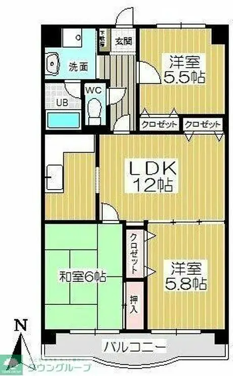 ラ・フォンテーヌ壱番館 3階階 間取り