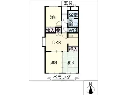 ア・ドリームふじ(3DK/3階)の間取り写真