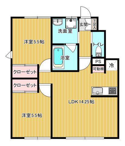 星の指輪(2LDK/1階)の間取り写真
