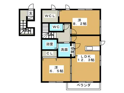 シャーメゾンH&A(2LDK/2階)の間取り写真