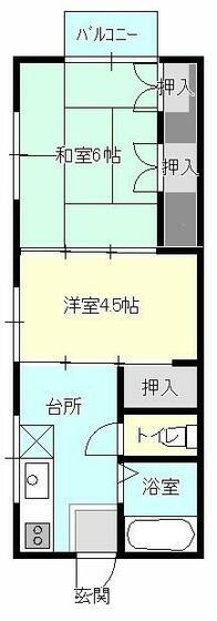 小松島225ハイツ(2K/2階)の間取り写真