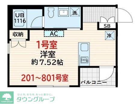 SKULD墨田緑(ワンルーム/6階)の間取り写真